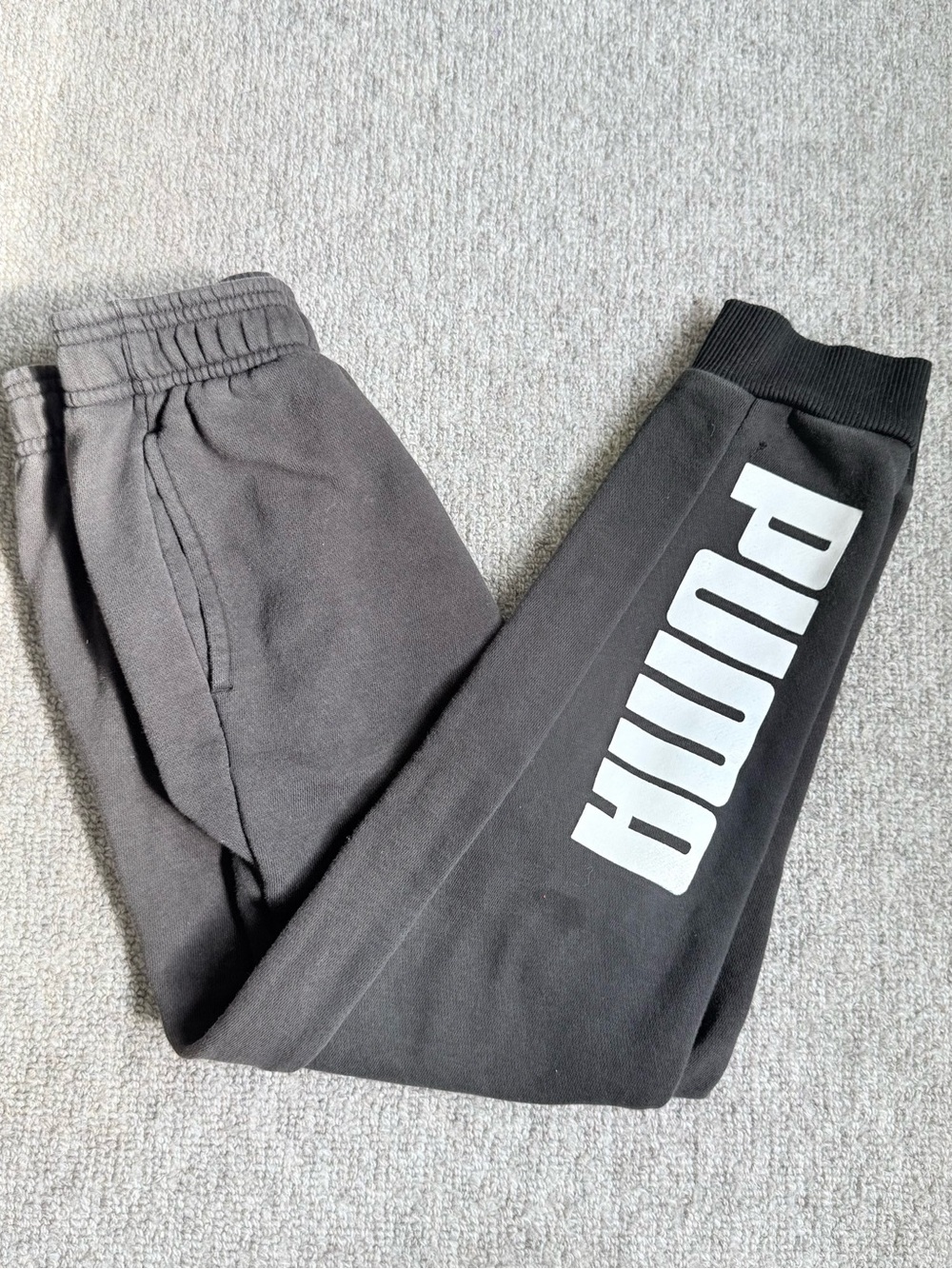 Boys PUMA Black Logo Joggers